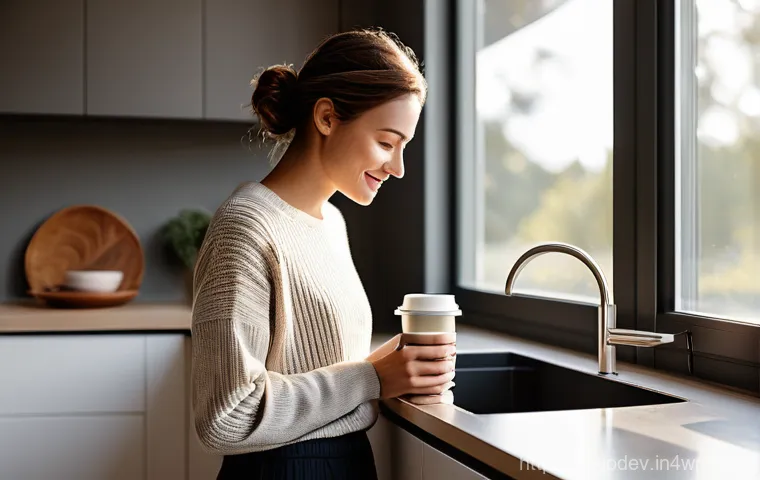 스마트 커피 머신으로 아침을 시작하기 - **Prompt for "Convenience and a Peaceful Morning":**
    "A serene and sun-drenched modern kitchen. ...