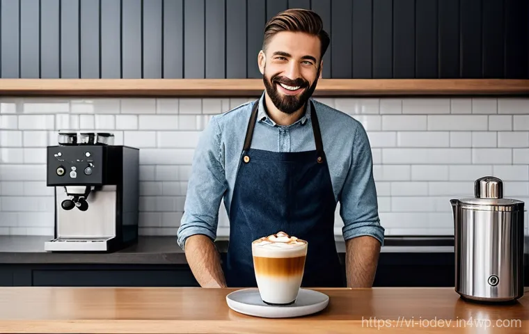 스마트 커피 머신으로 아침을 시작하기 - **Prompt for "Convenience and a Peaceful Morning":**
    "A serene and sun-drenched modern kitchen. ...
