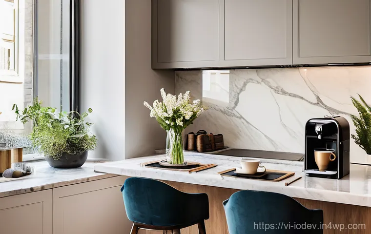 스마트 커피 머신으로 아침을 시작하기 - **Prompt for "Home Barista and Beverage Variety":**
    "A dynamic and vibrant scene in a contempora...