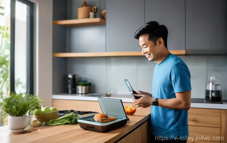 스마트 스피커와 음악 서비스 연동하기 - **"A cozy, brightly lit modern living room in a contemporary Vietnamese apartment. A young woman, in...