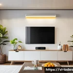 Home 17 IoT 가전 활용으로 집값 상승 시키는 법 - A modern Vietnamese family home interior showcasing smart IoT devices for energy management: LED sma...