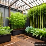 Home 16 IoT 기기를 활용한 정원 관리 방법 - A modern Vietnamese vegetable garden scene featuring smart soil moisture sensors inserted into rich,...