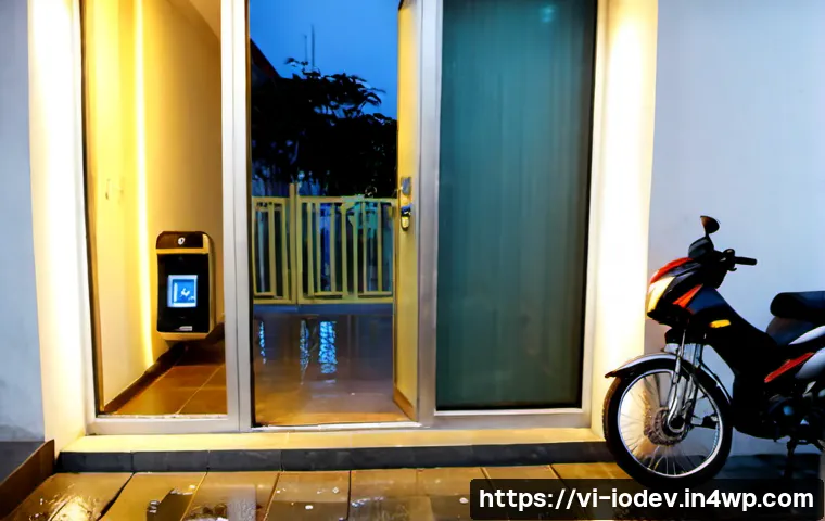 Home 17 IoT 기기 활용으로 안전한 귀가 보장하기 - Photorealistic evening scene in a modern Vietnamese urban neighborhood, a young Vietnamese woman arr...